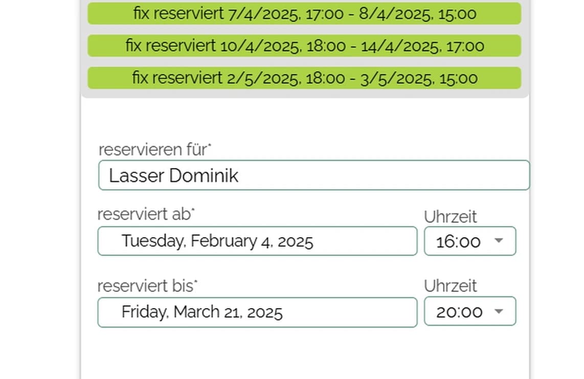 Reservierung ändern/löschen/archivieren (ab V3.08)